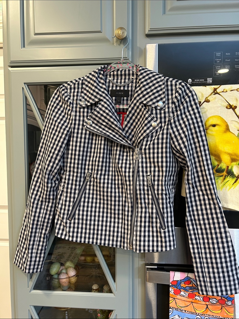 Vintage J. Crew Gingham Moto Jacket Size 2